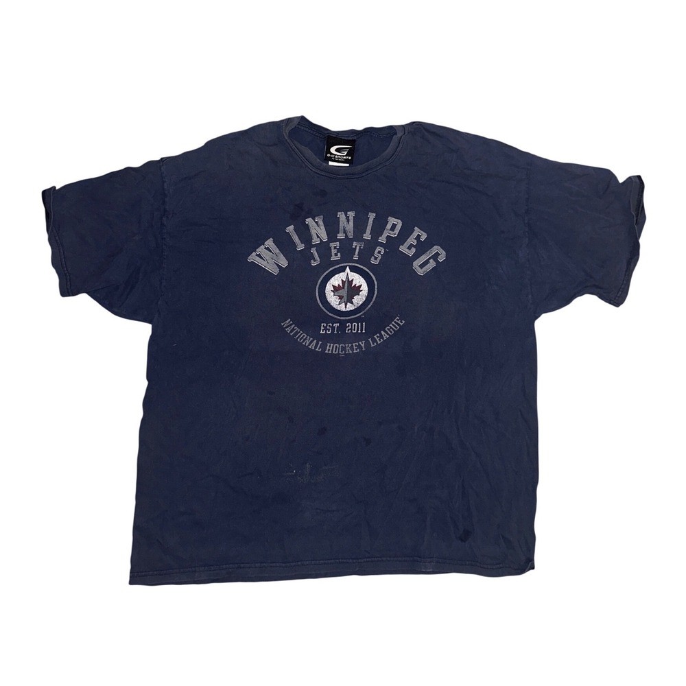 Winnipeg Jets NHL G-III Sports Carl Banks Navy Blue Graphic T-Shirt Mens 2XL